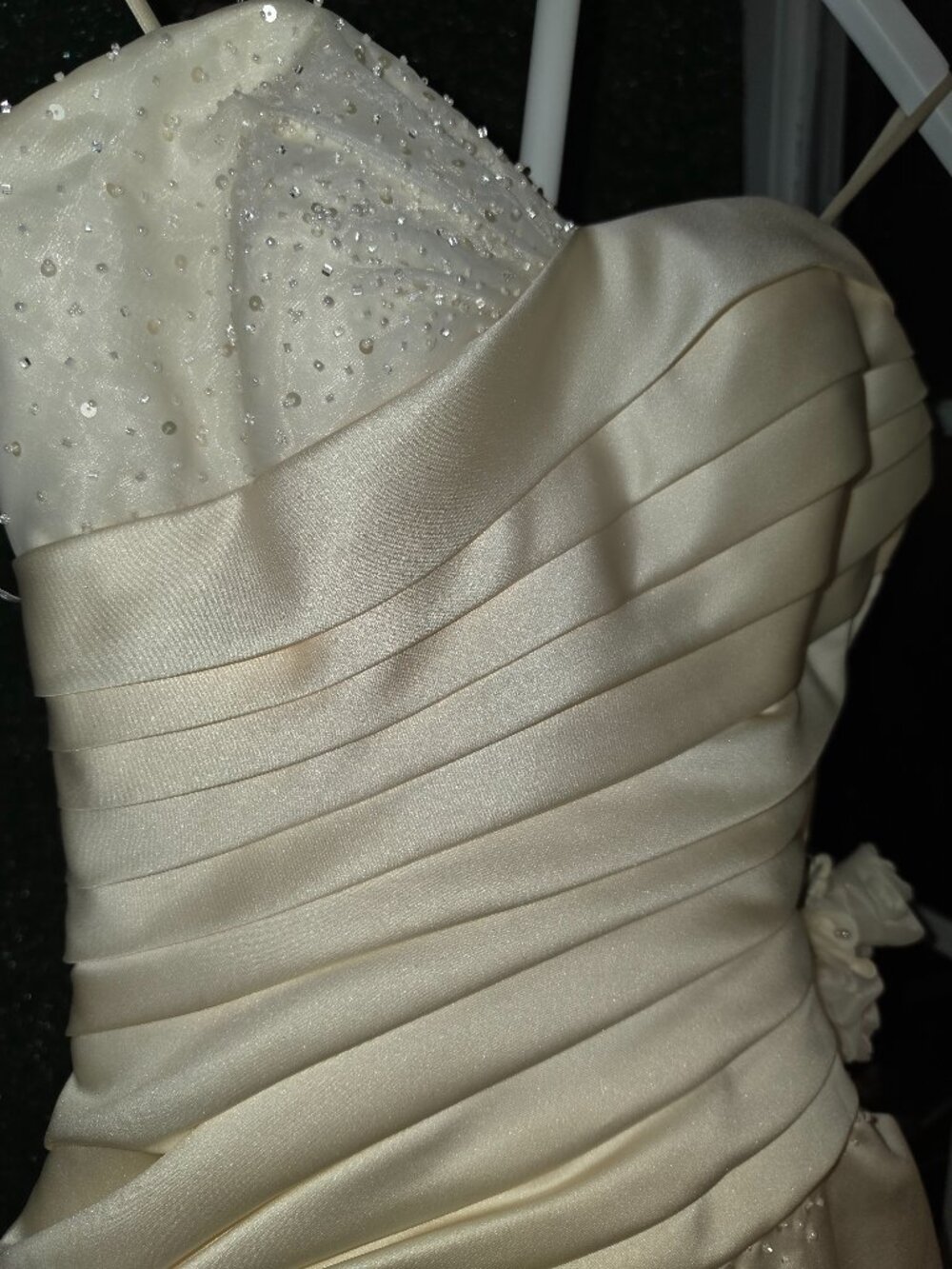 Sincerity Bridal Asymmetric Ruched Strapless Wedding Dress Gown Ivory Sz6